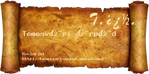 Temesvári Árpád névjegykártya
