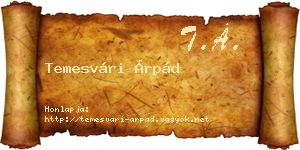 Temesvári Árpád névjegykártya